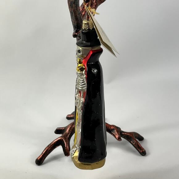 Kurt Adler Polonaise Skeleton Ornament Komozja Glass Halloween 7" Top Hat Rare - Picture 2 of 13